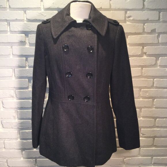 Michael Michael Kors double breasted gray button front coat medium - Picture 1 of 6